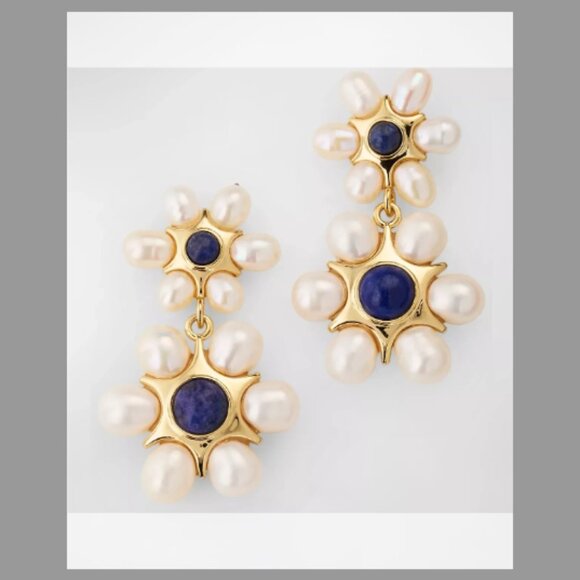 Mignonne Gavigan Jewelry - Mignonne Gavigan Safi Drop Earrings, White/Blue